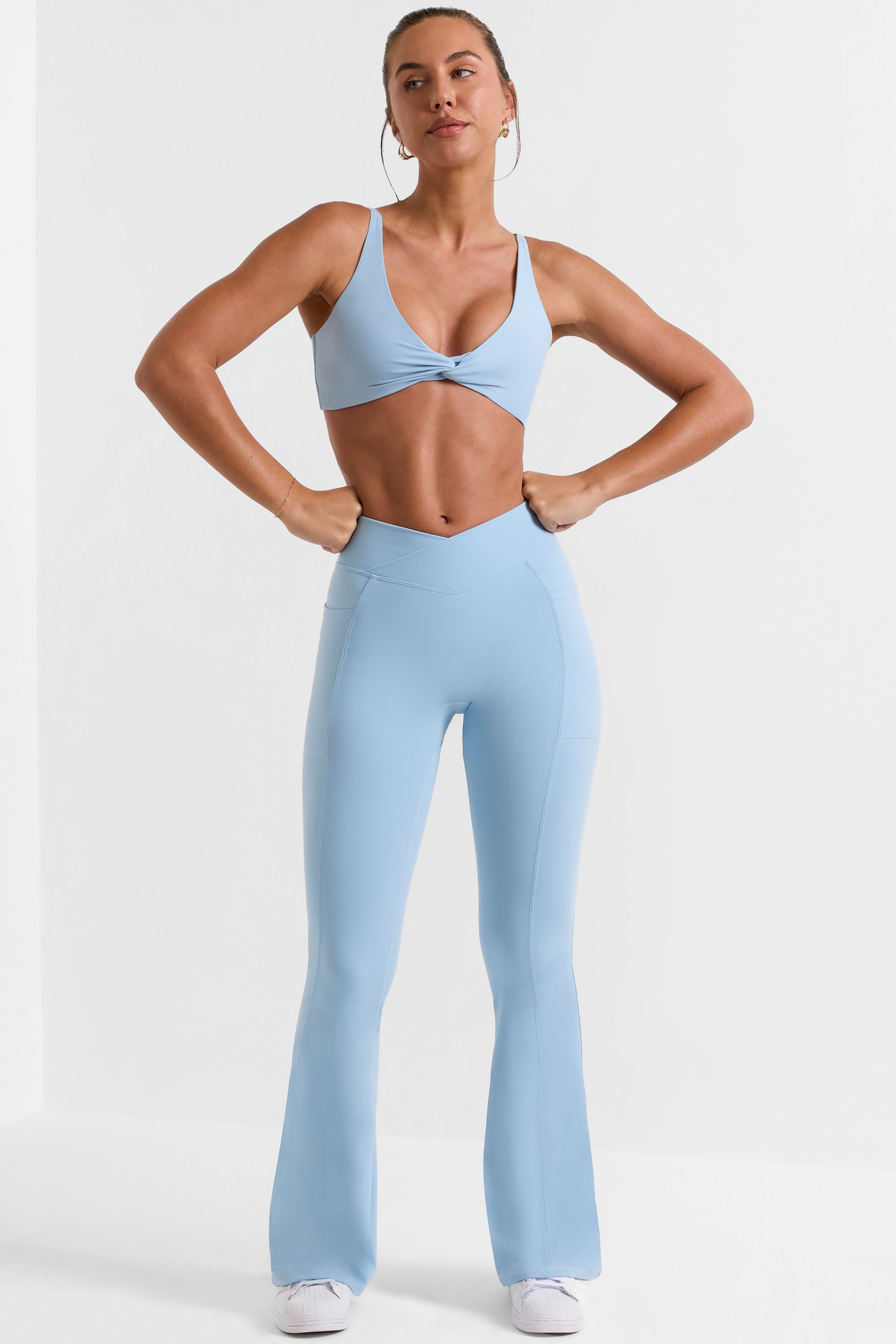 Auburet Women's Yoga Pants Work Pants Crossover Split Hem Full Length Flare  Leggings with Pocket - Walmart.com
