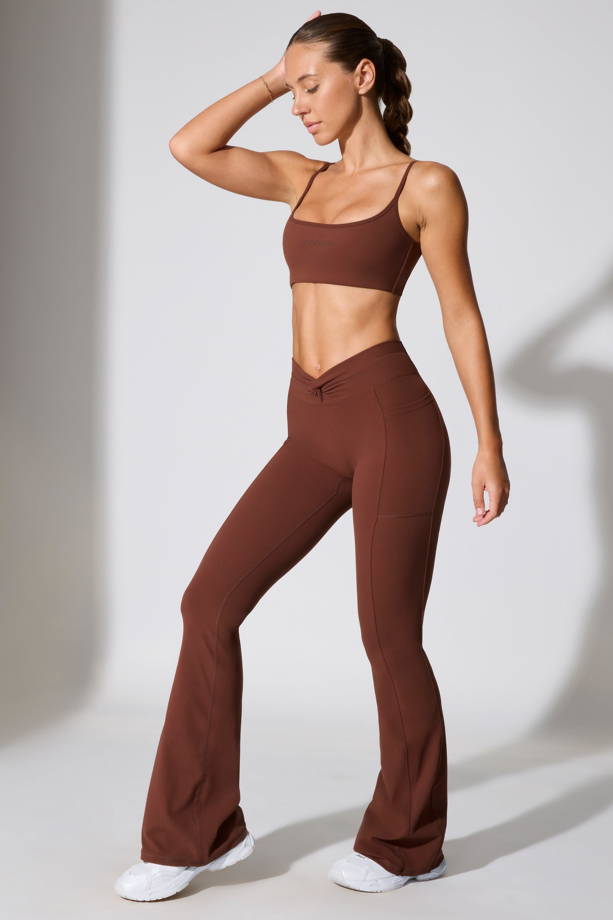 Seamless Yoga Fitness Flared Leggings Solid Color Bootcut - Temu