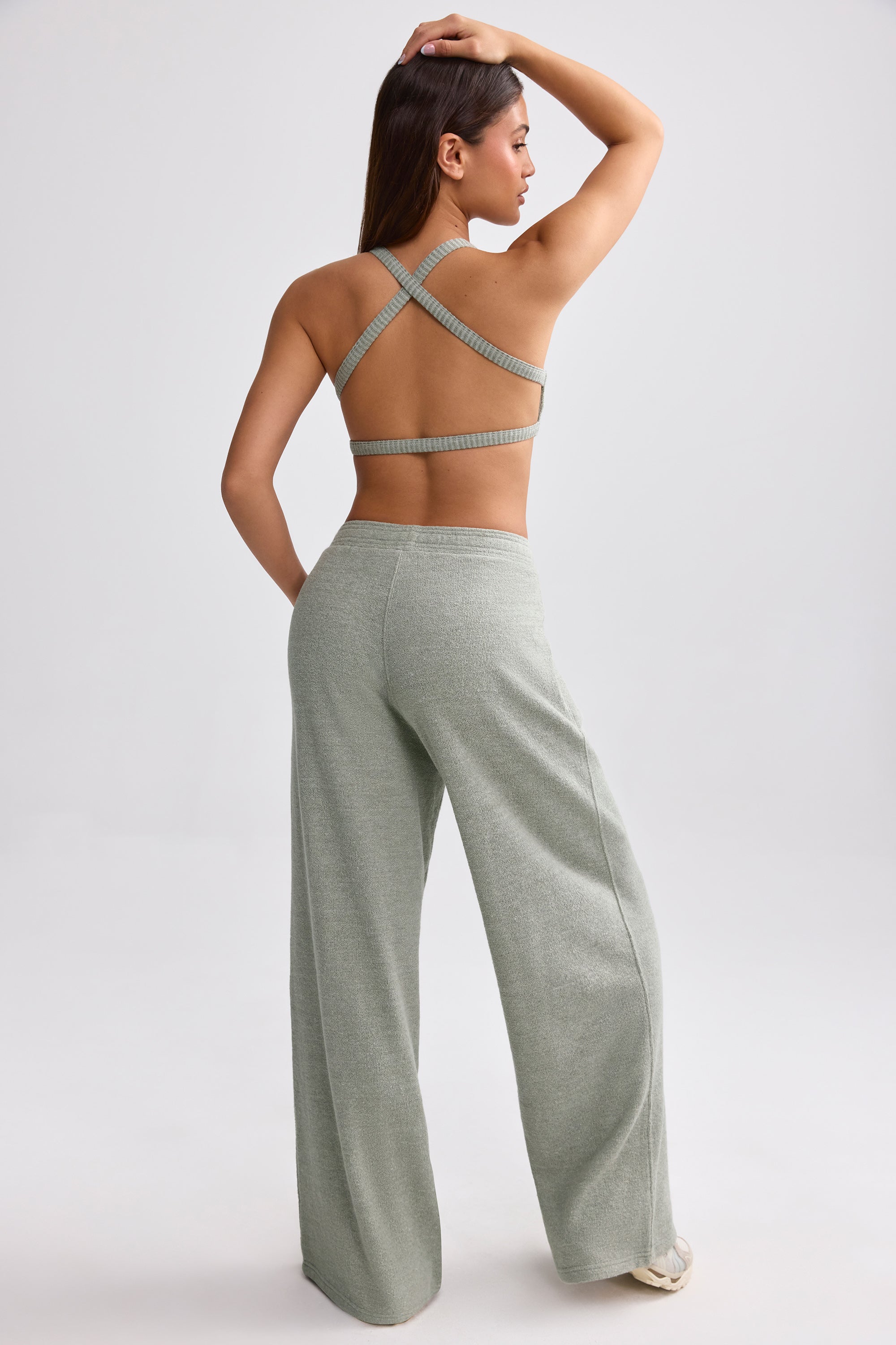 Pantalon de jogging large en tissu éponge gris sauge