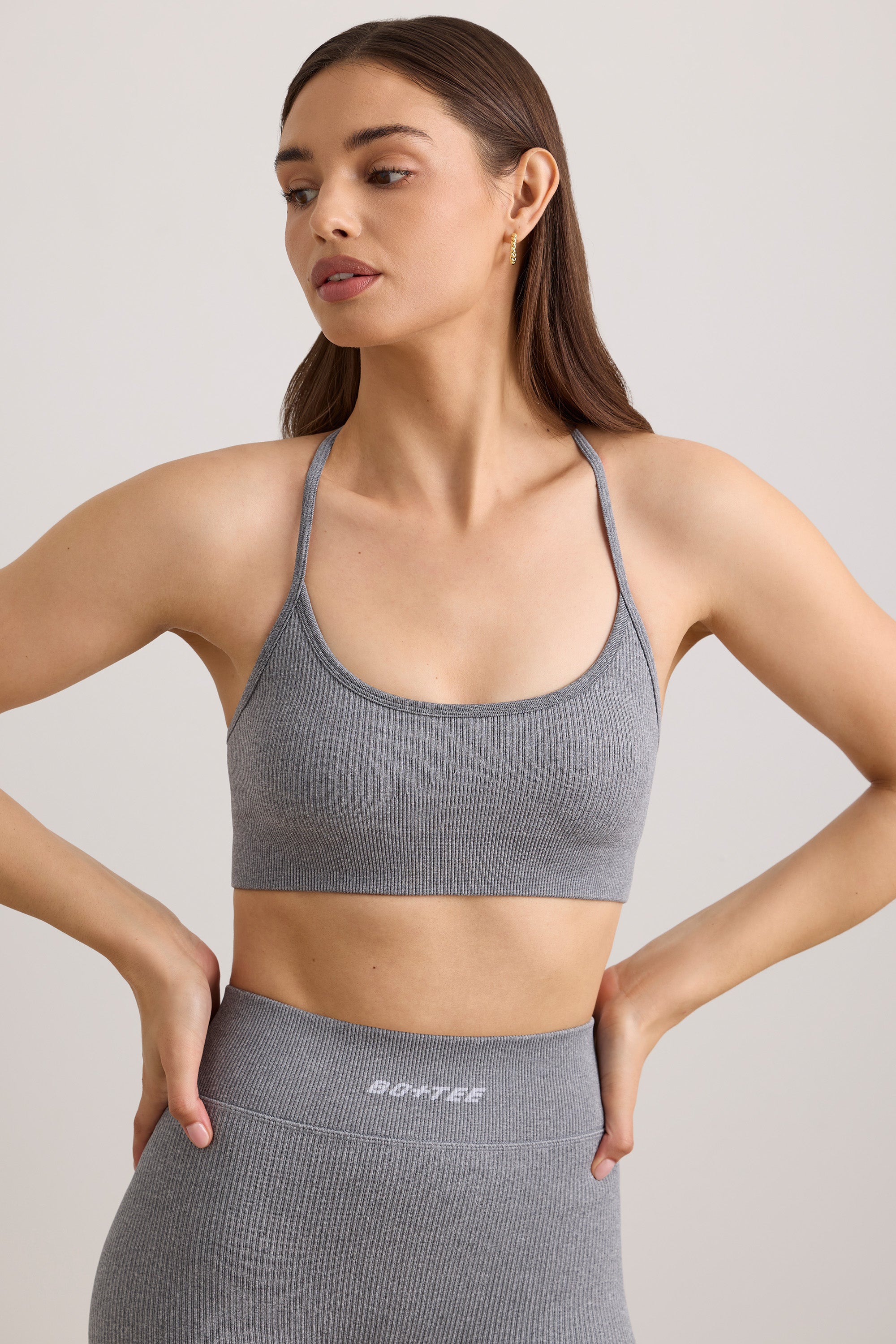 Soutien-gorge de sport à encolure dégagée FlexiRib en gris mélangé