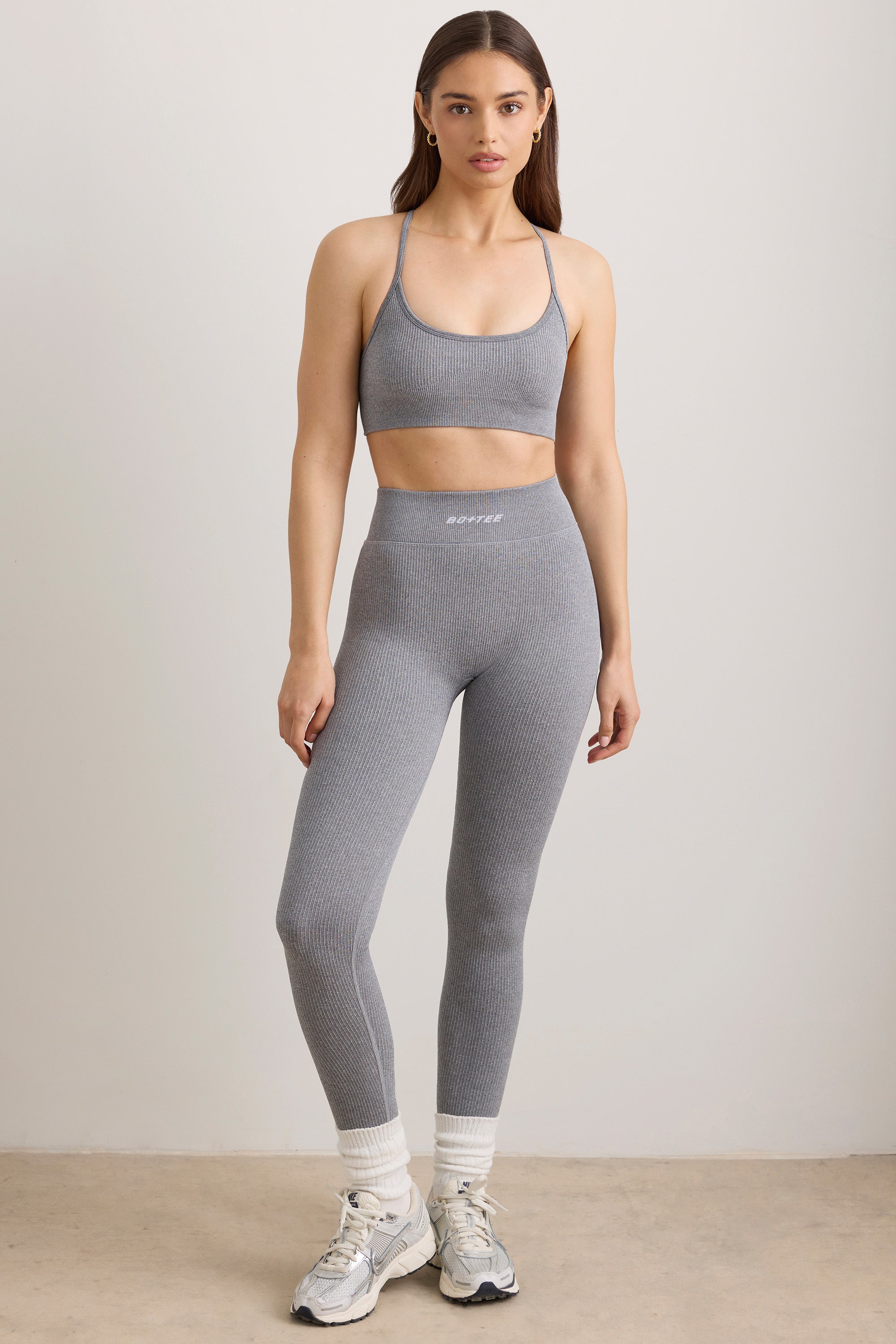 Legging taille haute FlexiRib en gris mélangé