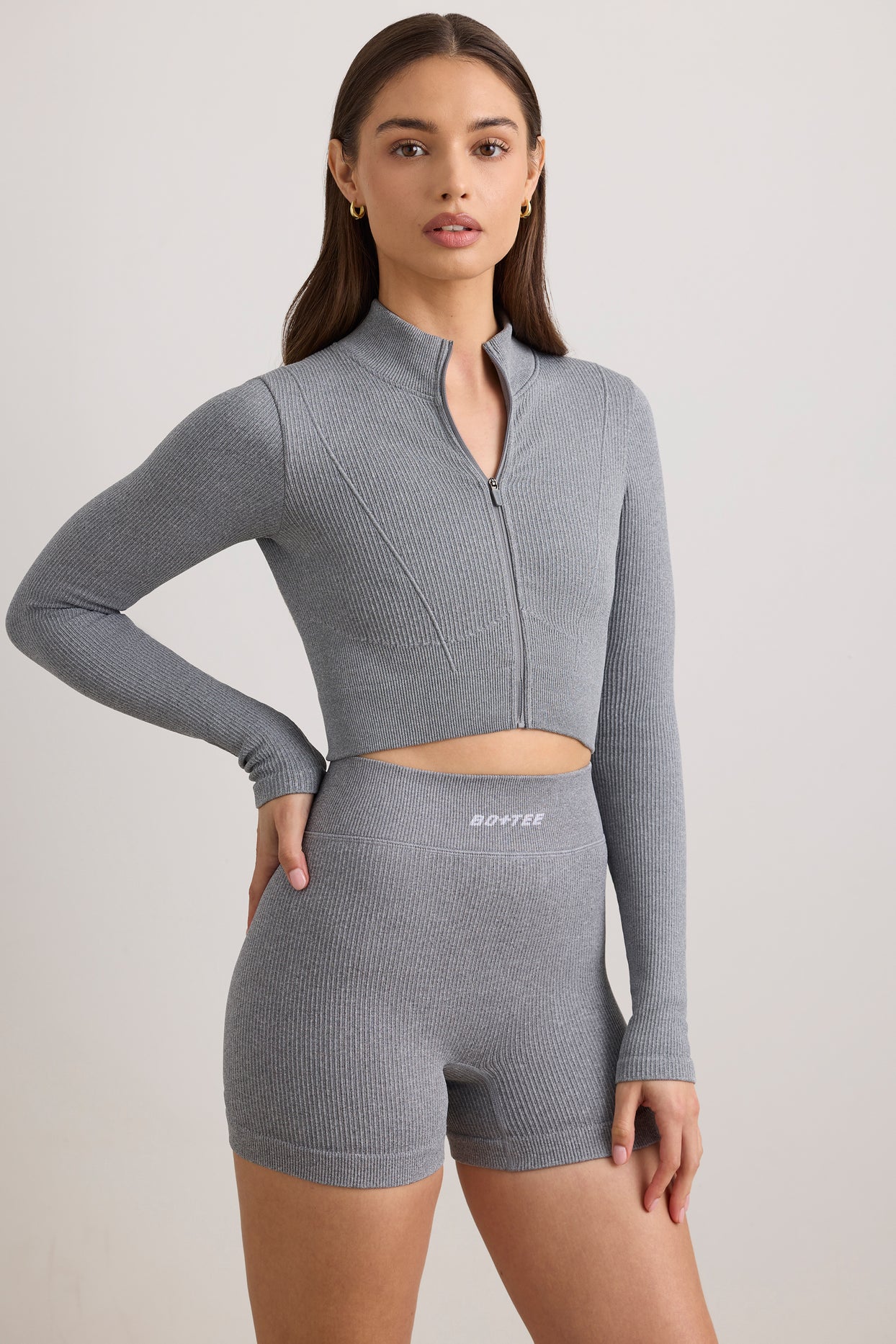 Veste courte FlexiRib en gris mélangé