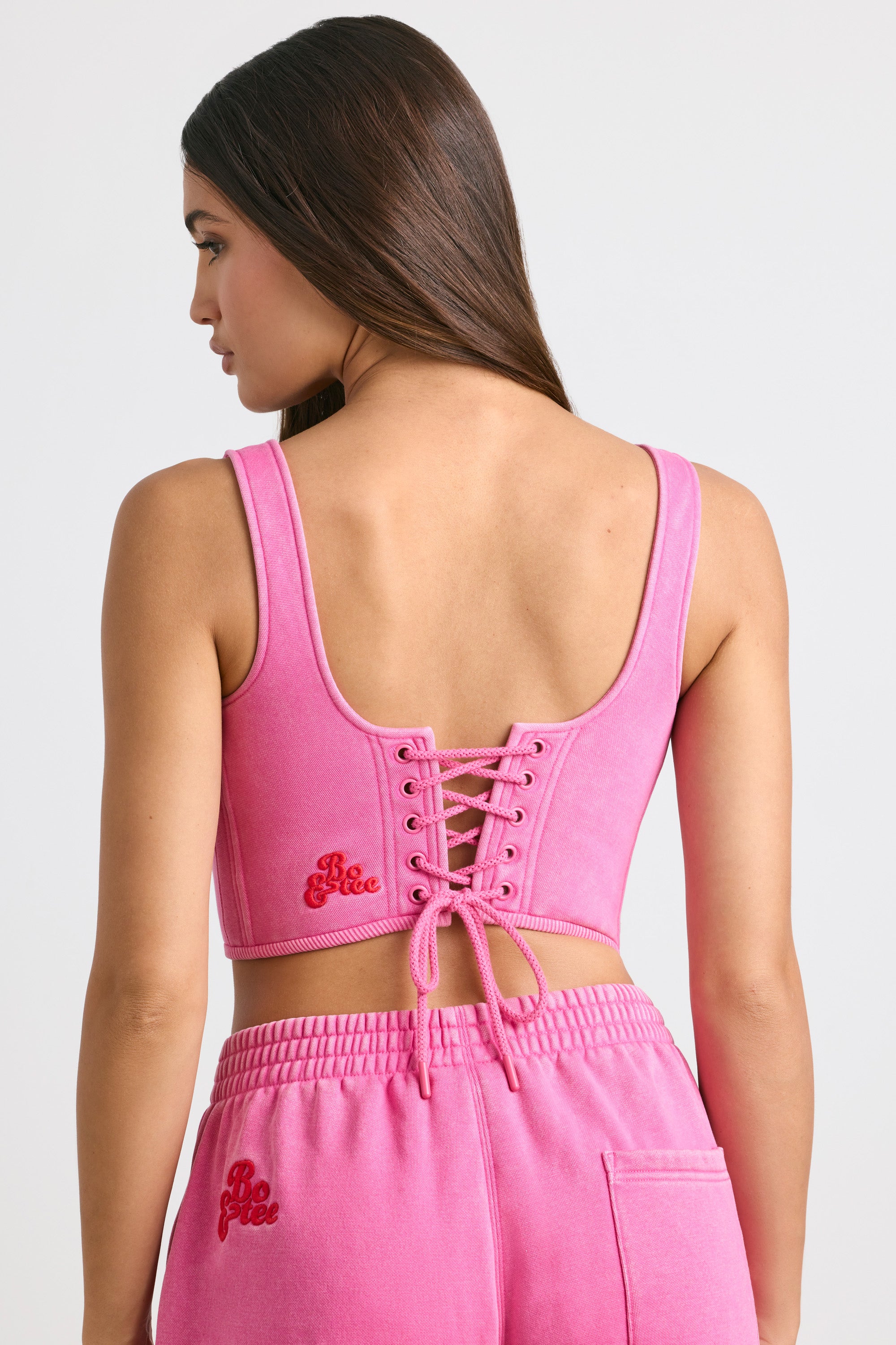 Corset Crop Top in Hot Pink