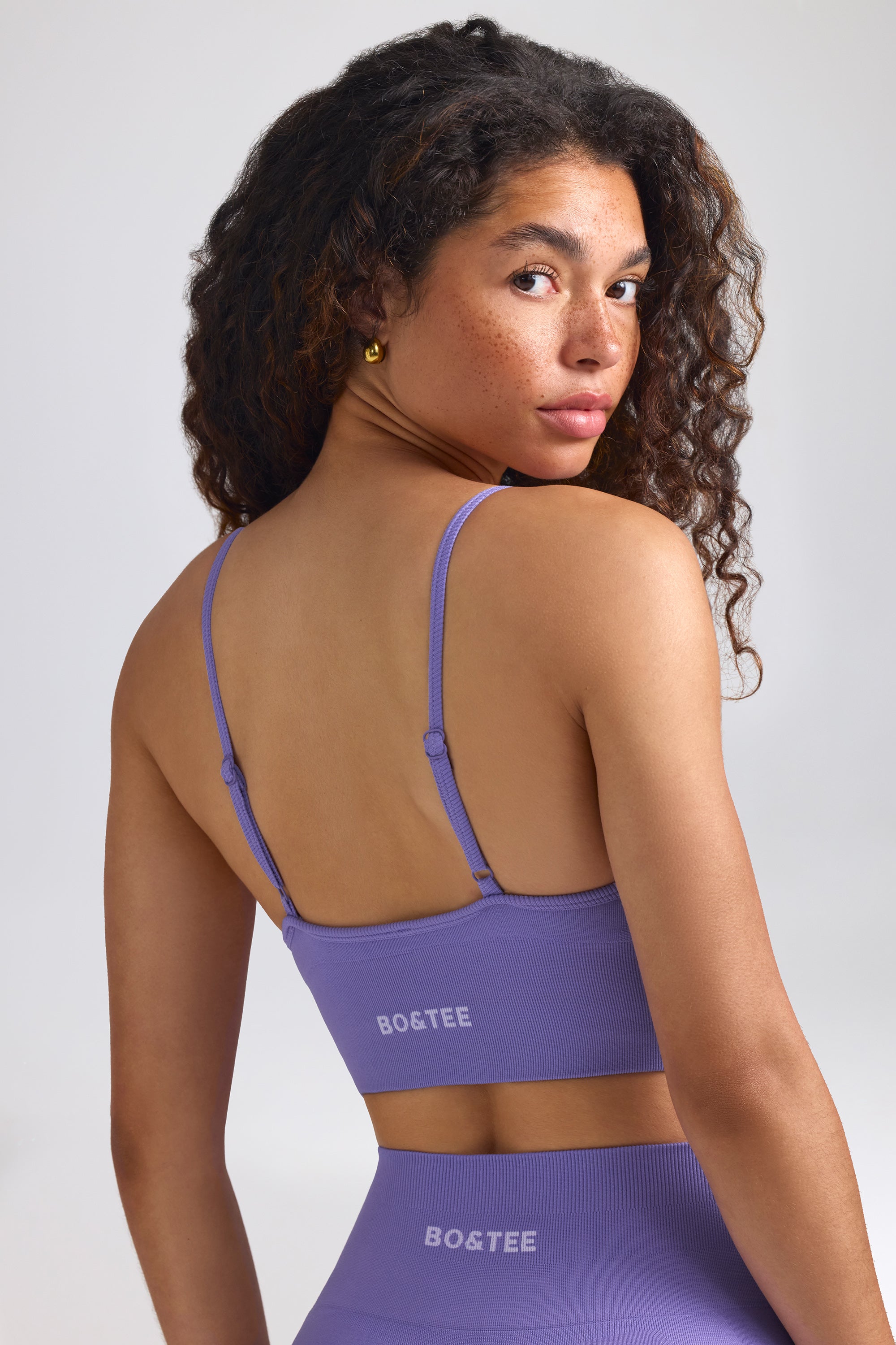 Define Luxe V-Neck Sports Bra in Purple