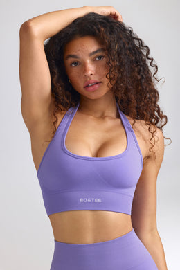 Define Luxe Halterneck Sports Bra in Purple