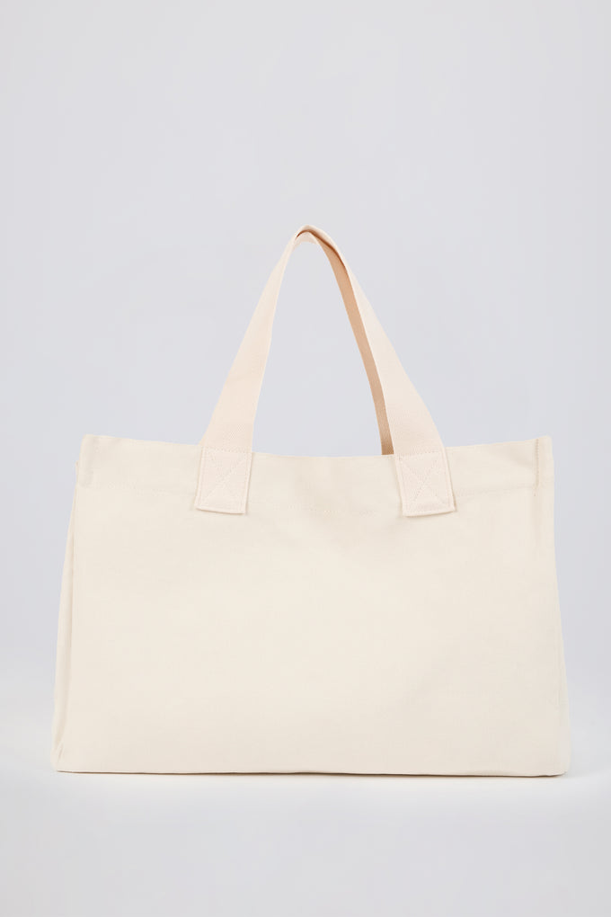 Oversized Canvas Tote Bag in Eggshell