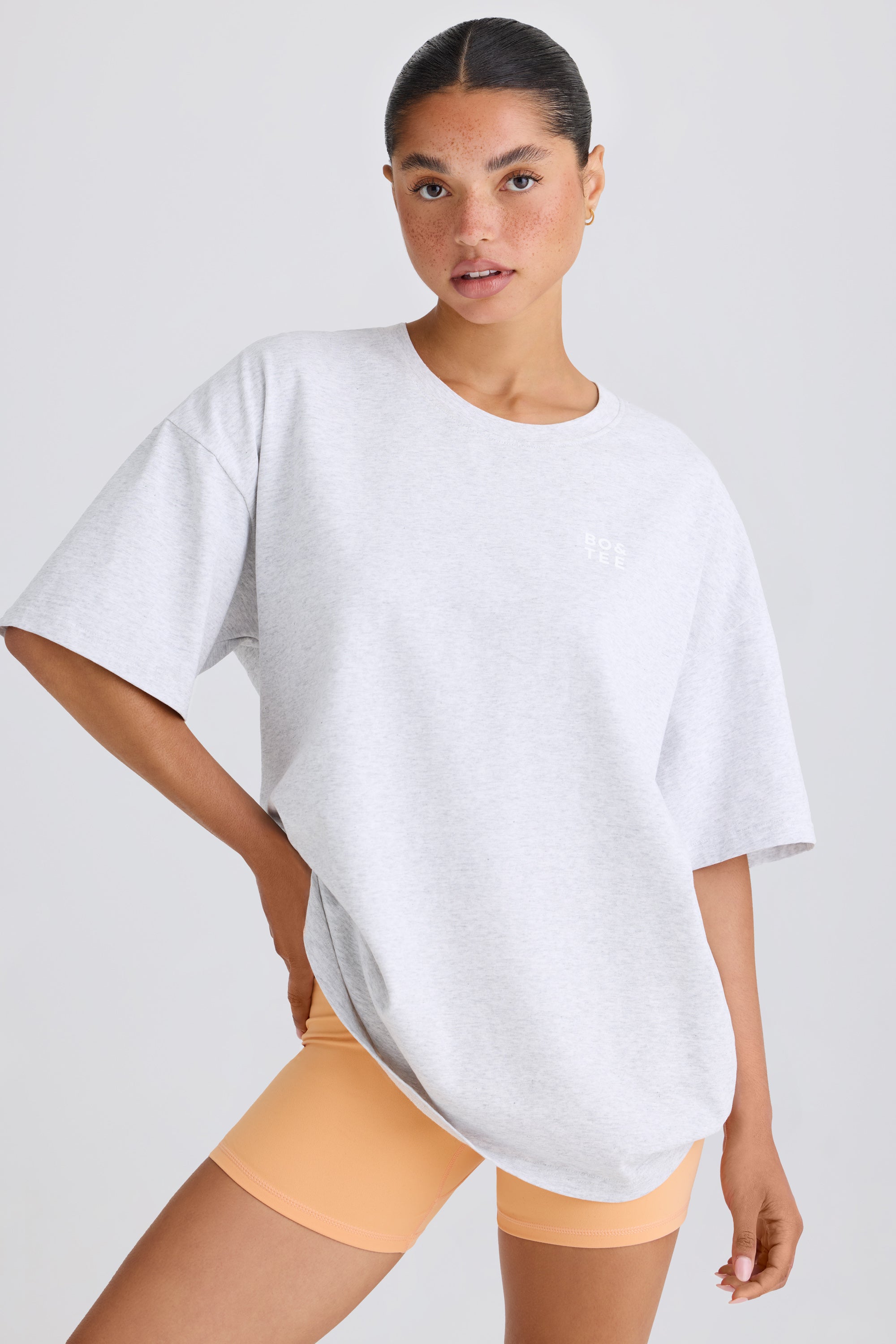 T-shirt oversize en gris chiné