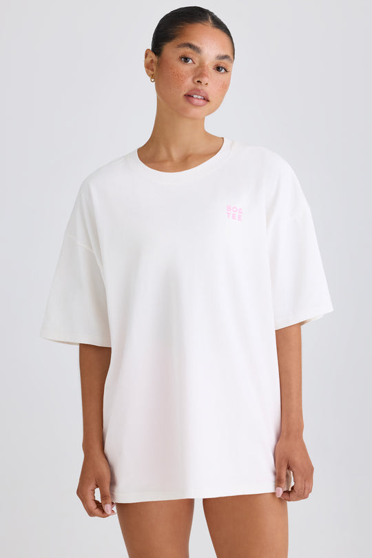 Jet Set Oversized T-Shirt in White | Oh Polly