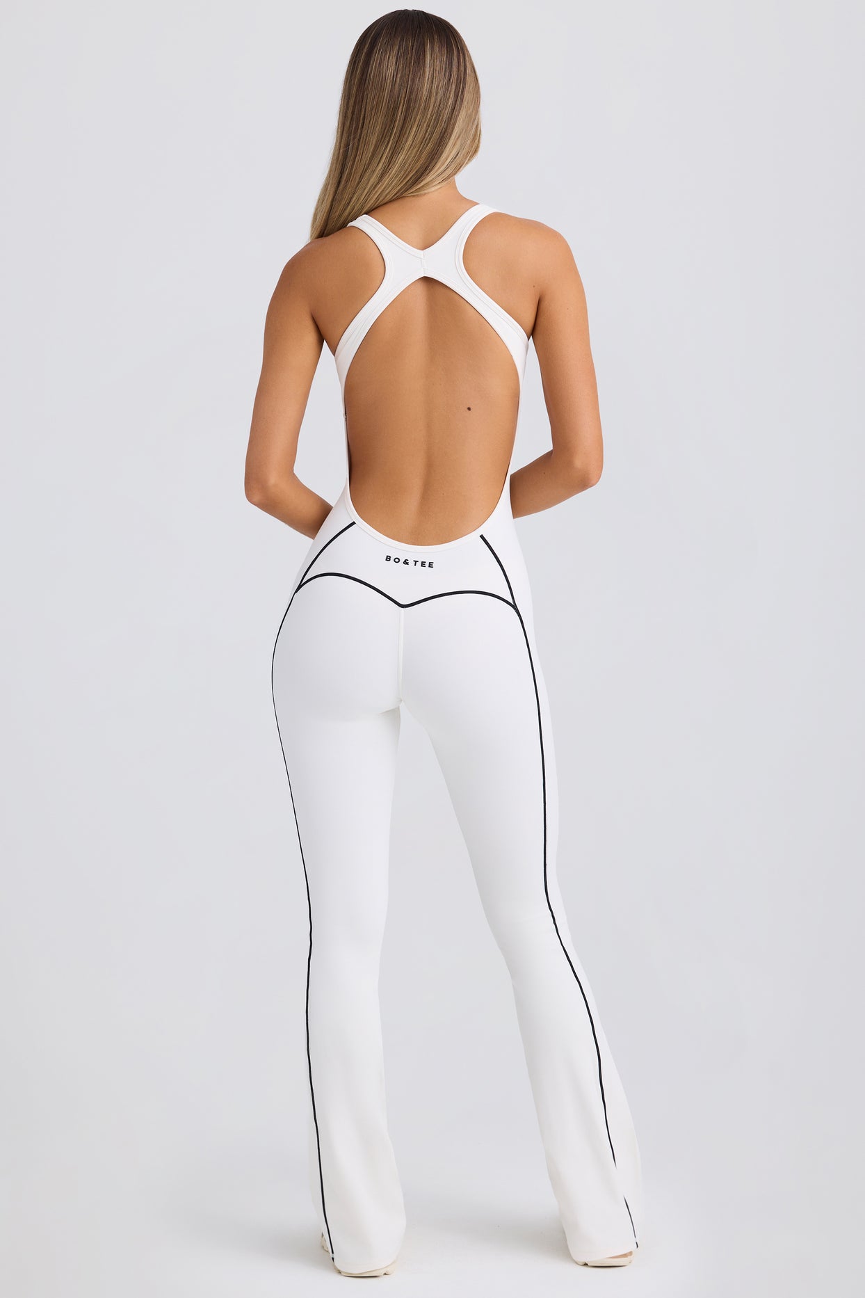 Soft Active Open-Back Jumpsuit in White