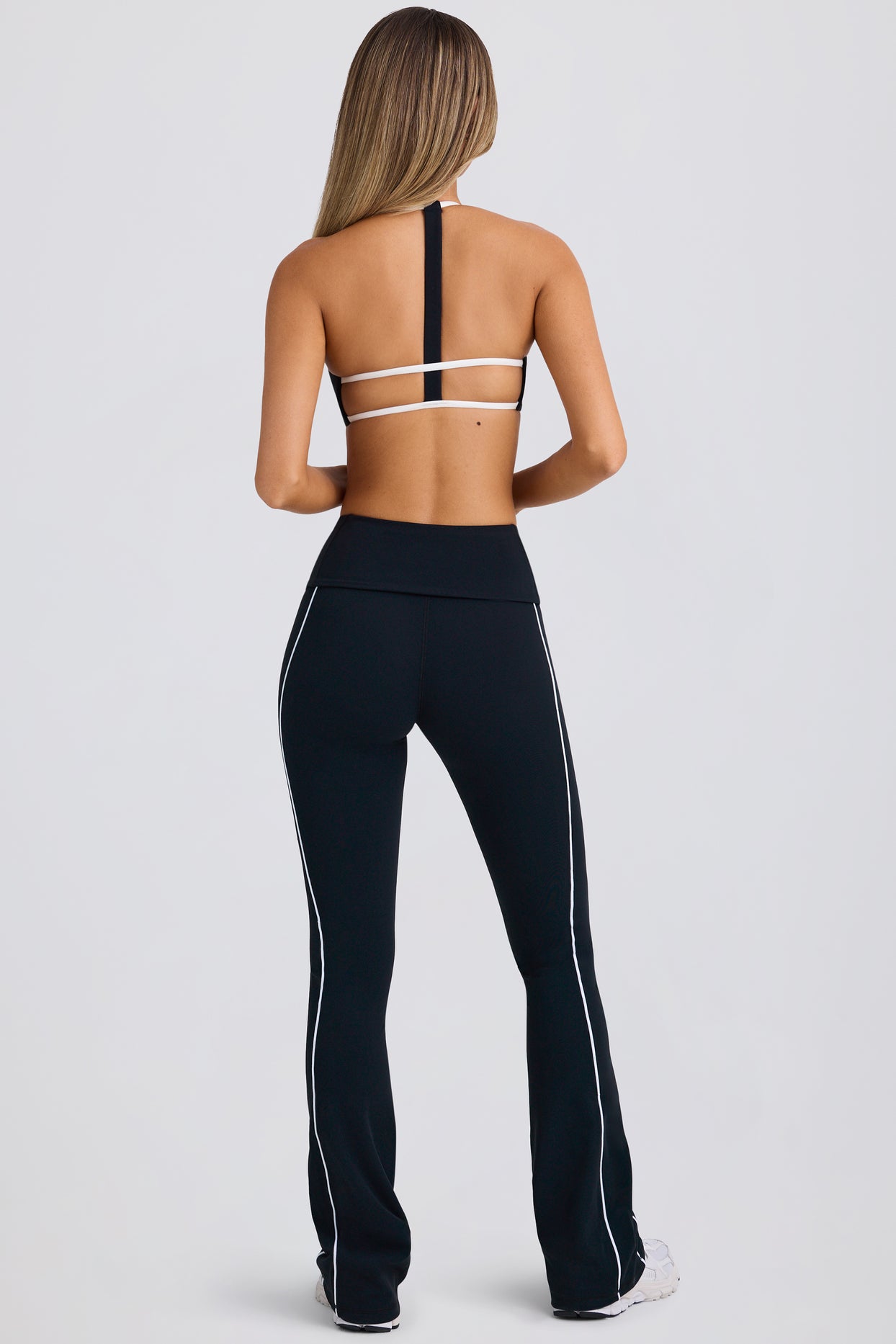 Petite Soft Active Foldover Flared Trousers in Black