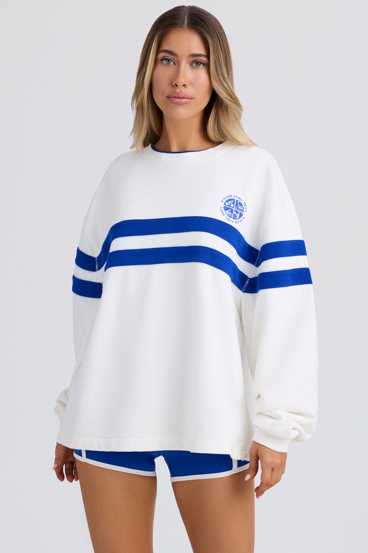 BT1656 Sweat-shirt surdimensionné en blanc