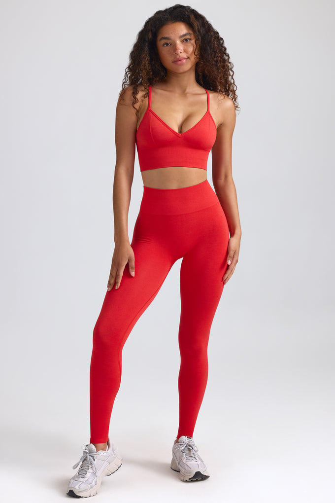 Petite Define Luxe High-Waist Leggings in Poppy Red