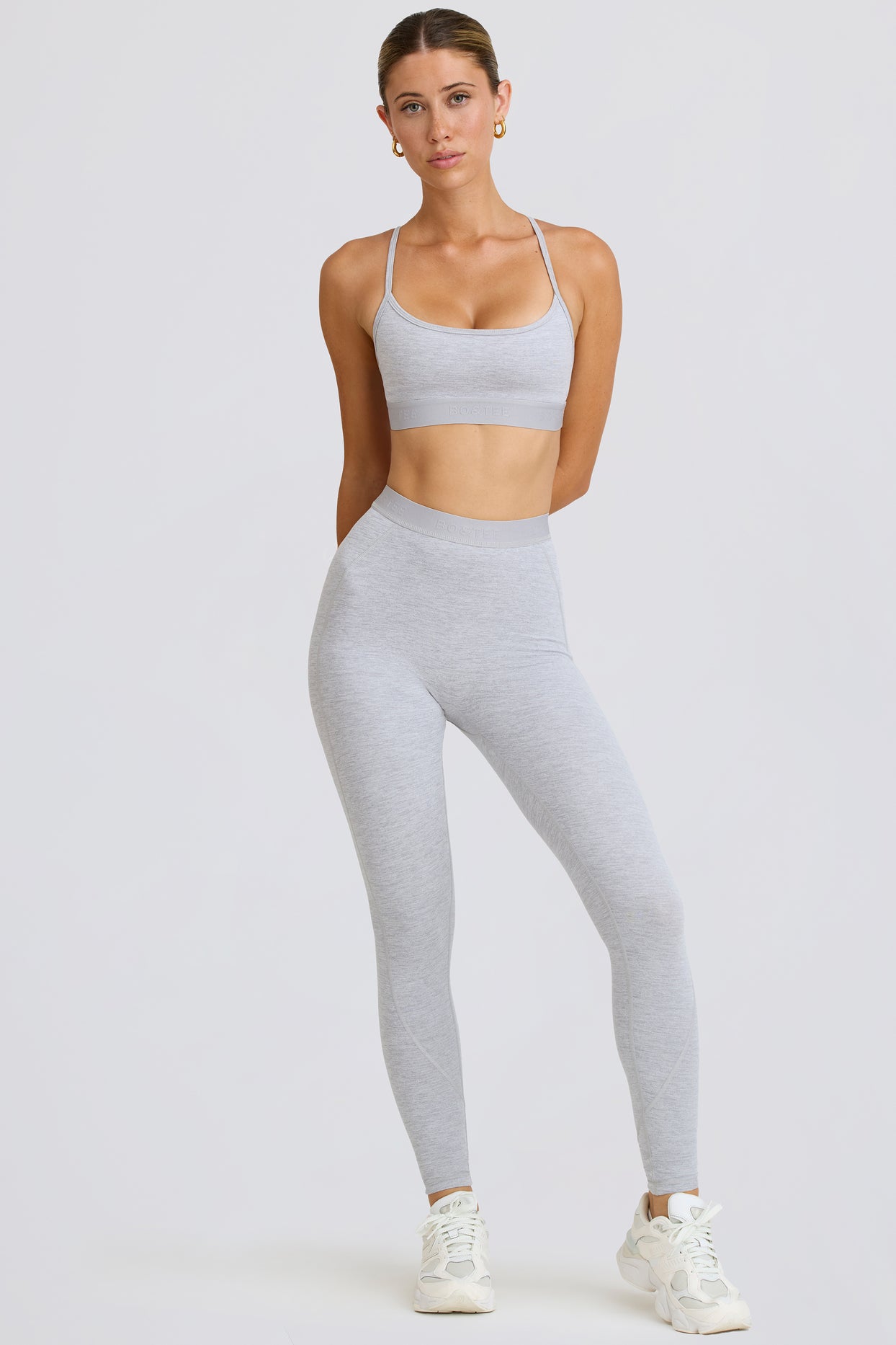 Petite legging actif doux en gris chiné