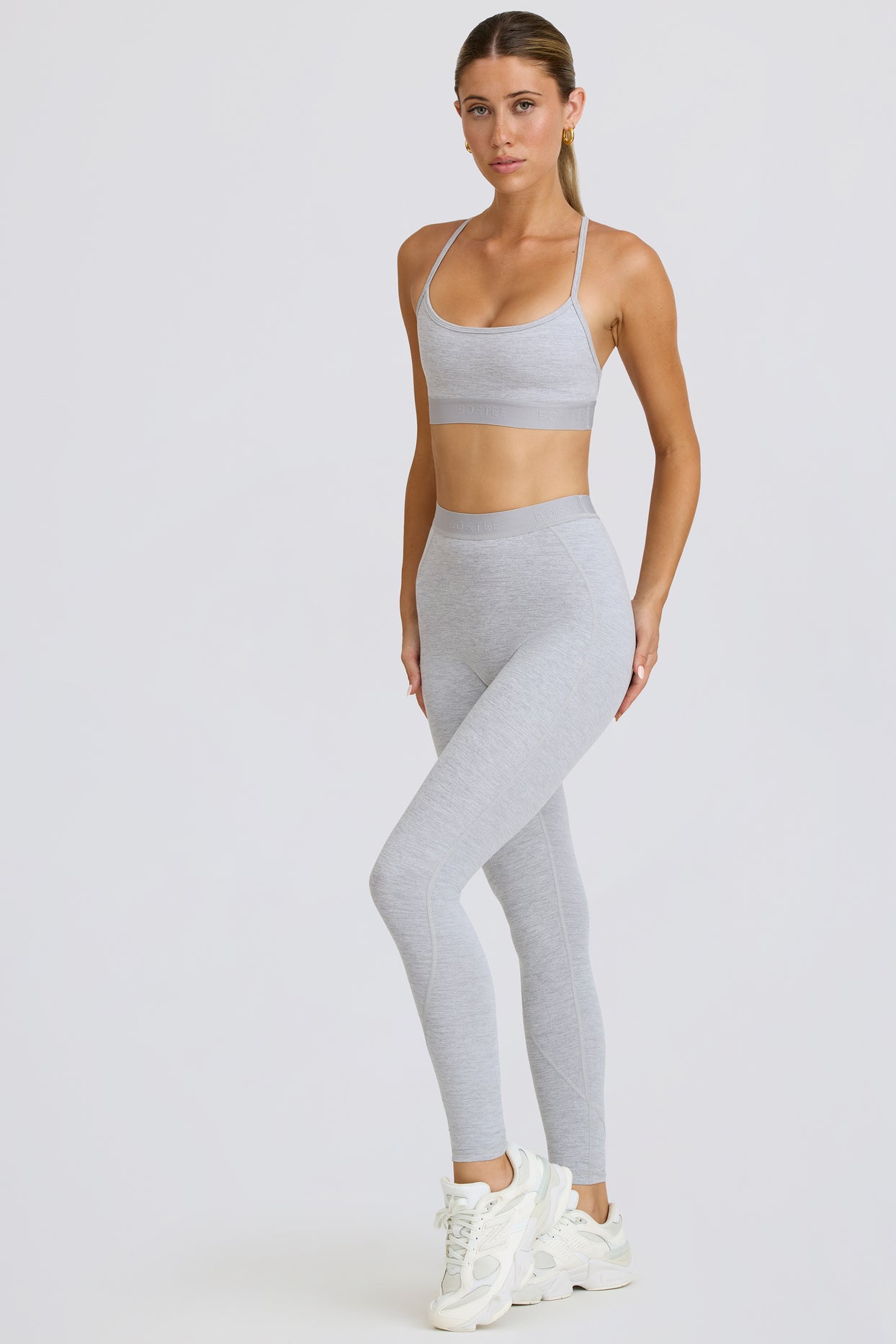 Petite legging actif doux en gris chiné