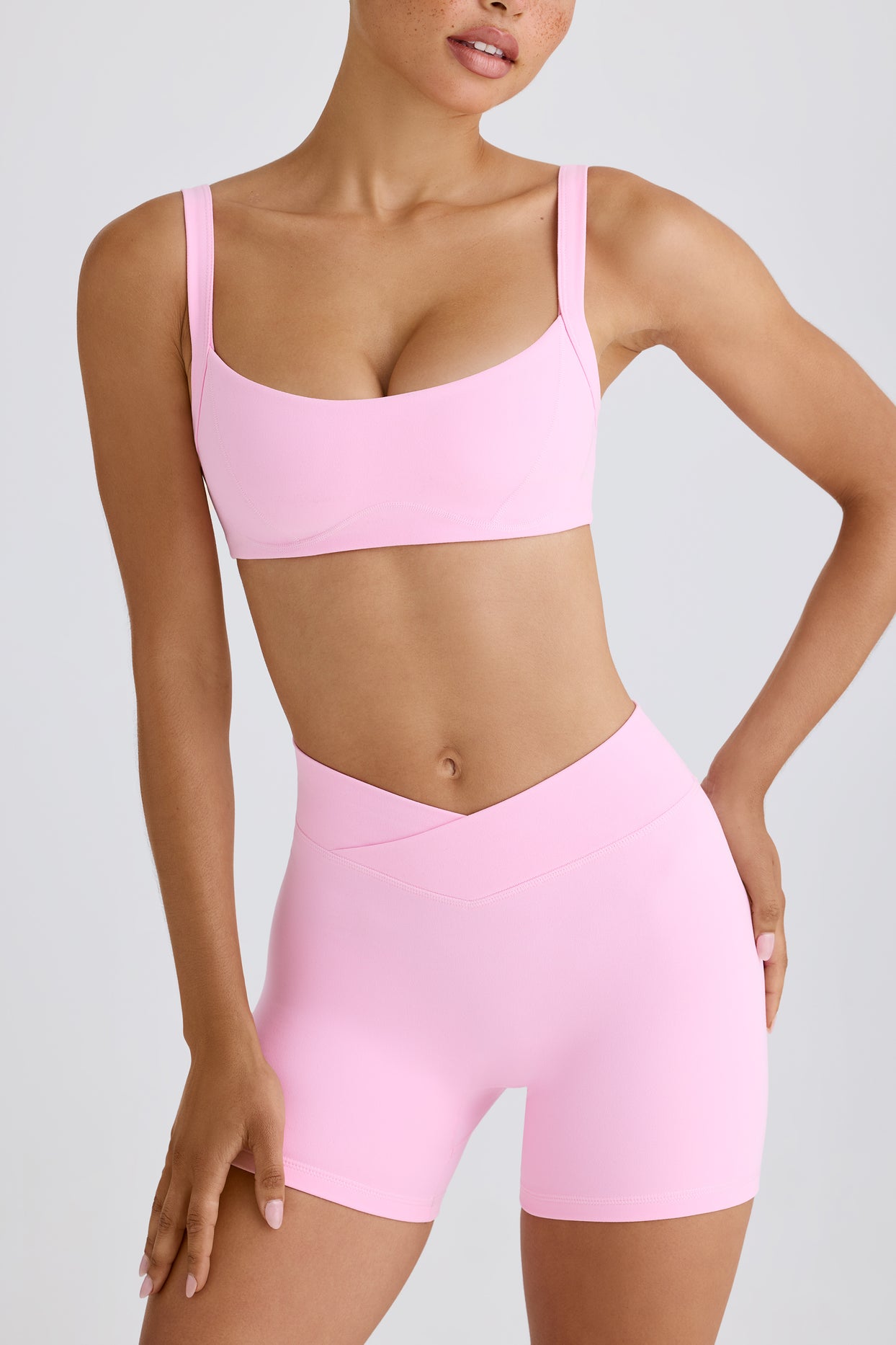Soft Active Crossover Mini Shorts in Bubblegum Pink