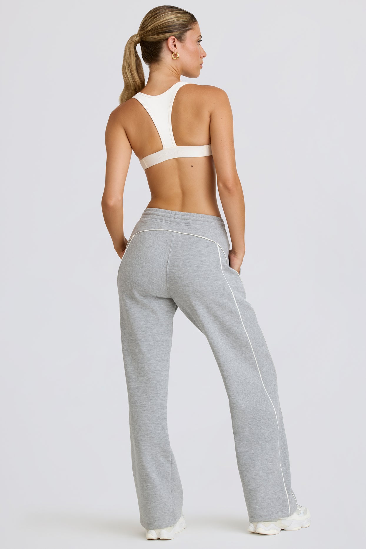 Pantalon de jogging droit taille moyenne, gris chiné