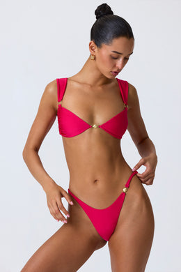 Haut de bikini orné en rose framboise