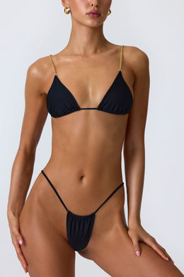 Bas de bikini string froncé en noir