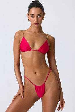 Bas de bikini string froncé rose framboise