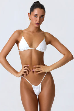 Haut de bikini triangle orné de chaînes en blanc