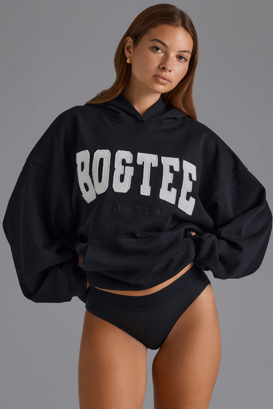 Appliqué Oversized Hoodie in Black