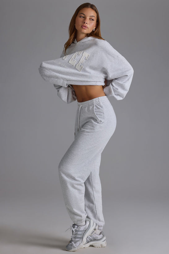 Petite Relaxed Mid-Rise Joggers in Grey Marl