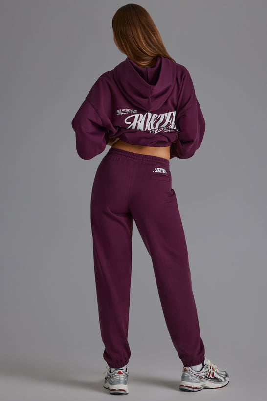 Relaxed Mid-Rise Joggers in Grape