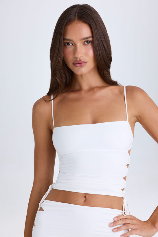 Ruched Cut-Out Top in White