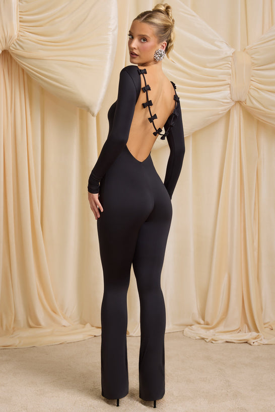 Tall Slinky Jersey Bow-Detail Jumpsuit in Black