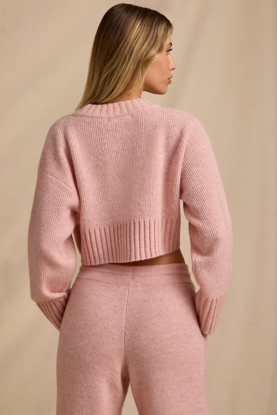 Cropped Knit Jumper in Blush Pink