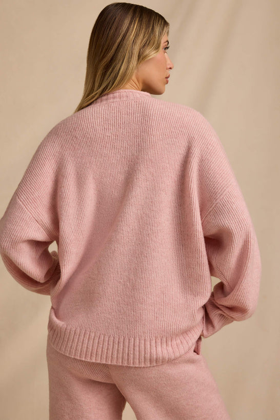 Oversized Knit Jumper in Blush Pink