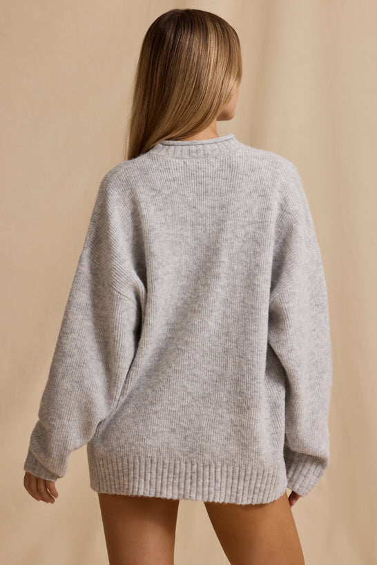 Oversized Knit Jumper in Ice Marl