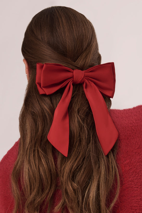 Bow Hair Clip in Ruby Red