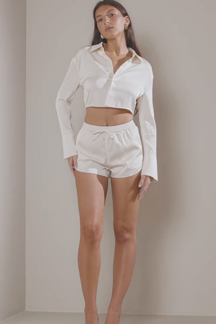 Satin Shorts - Pearly White