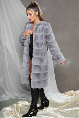Executive Longline Panel Faux Fur Coat – Oh Polly US