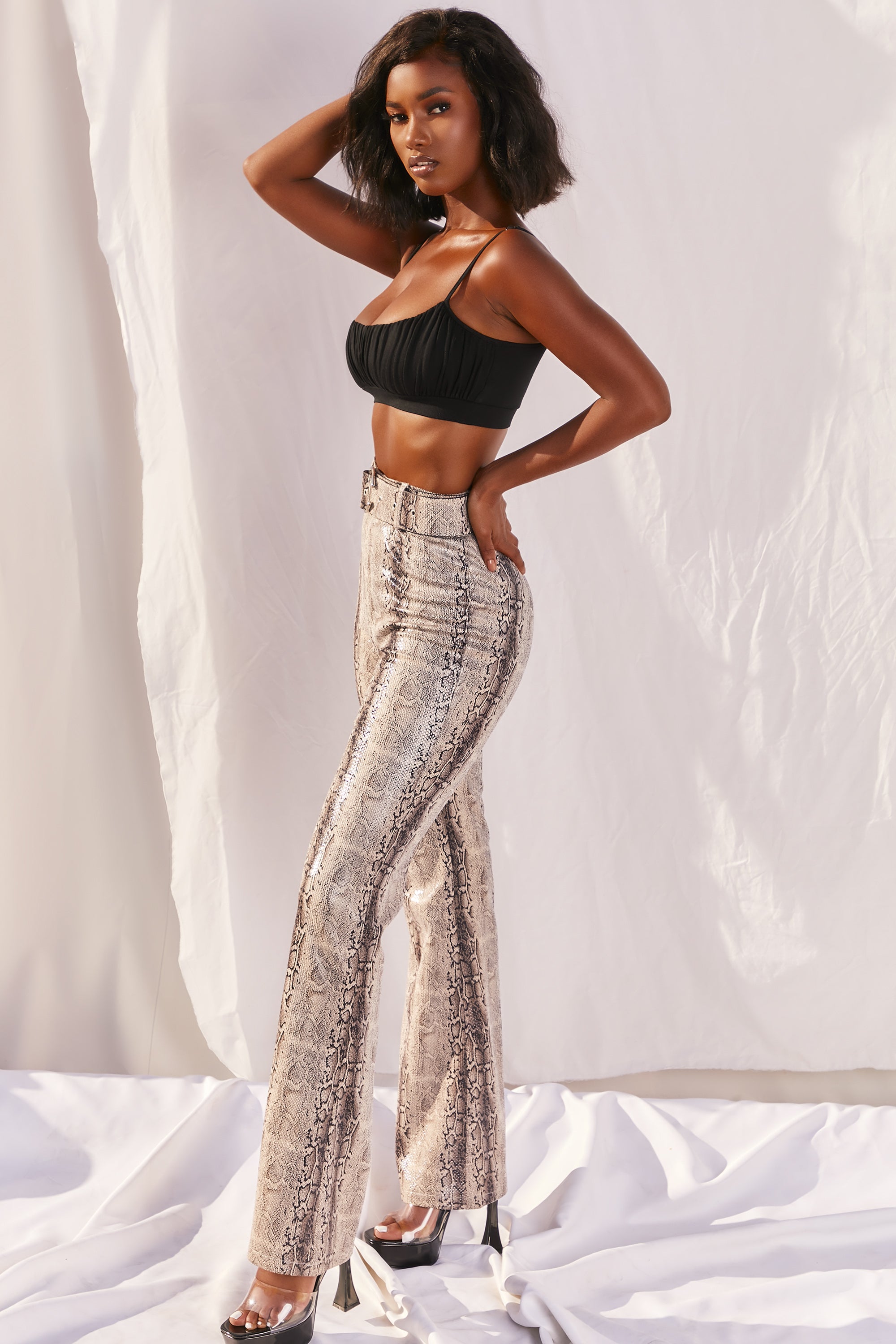 Drive 'Em Wild Petite High Waisted Wide Leg Trousers | Oh Polly
