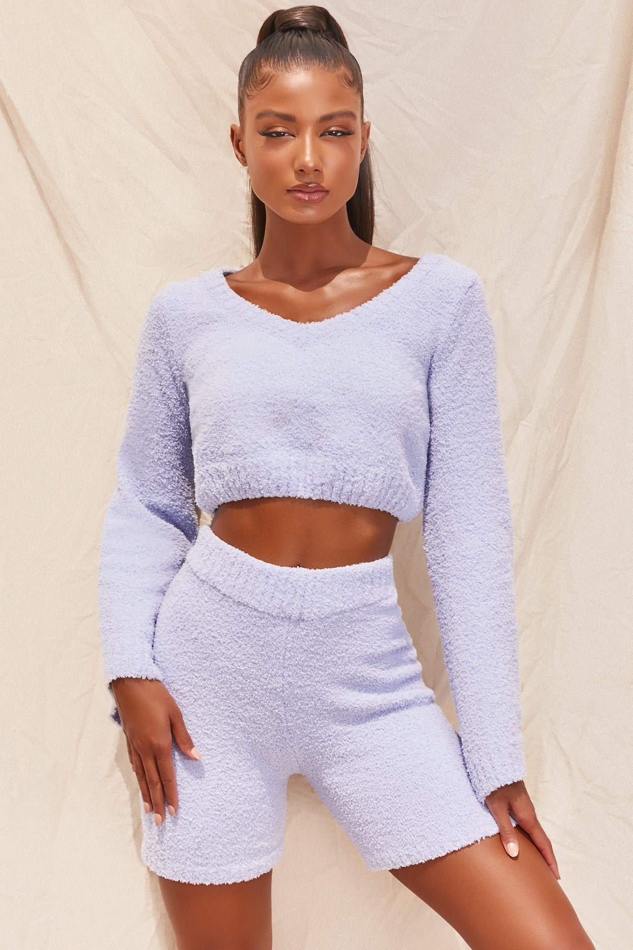 Easy Does It Cosy Lounge Shorts in Baby Blue