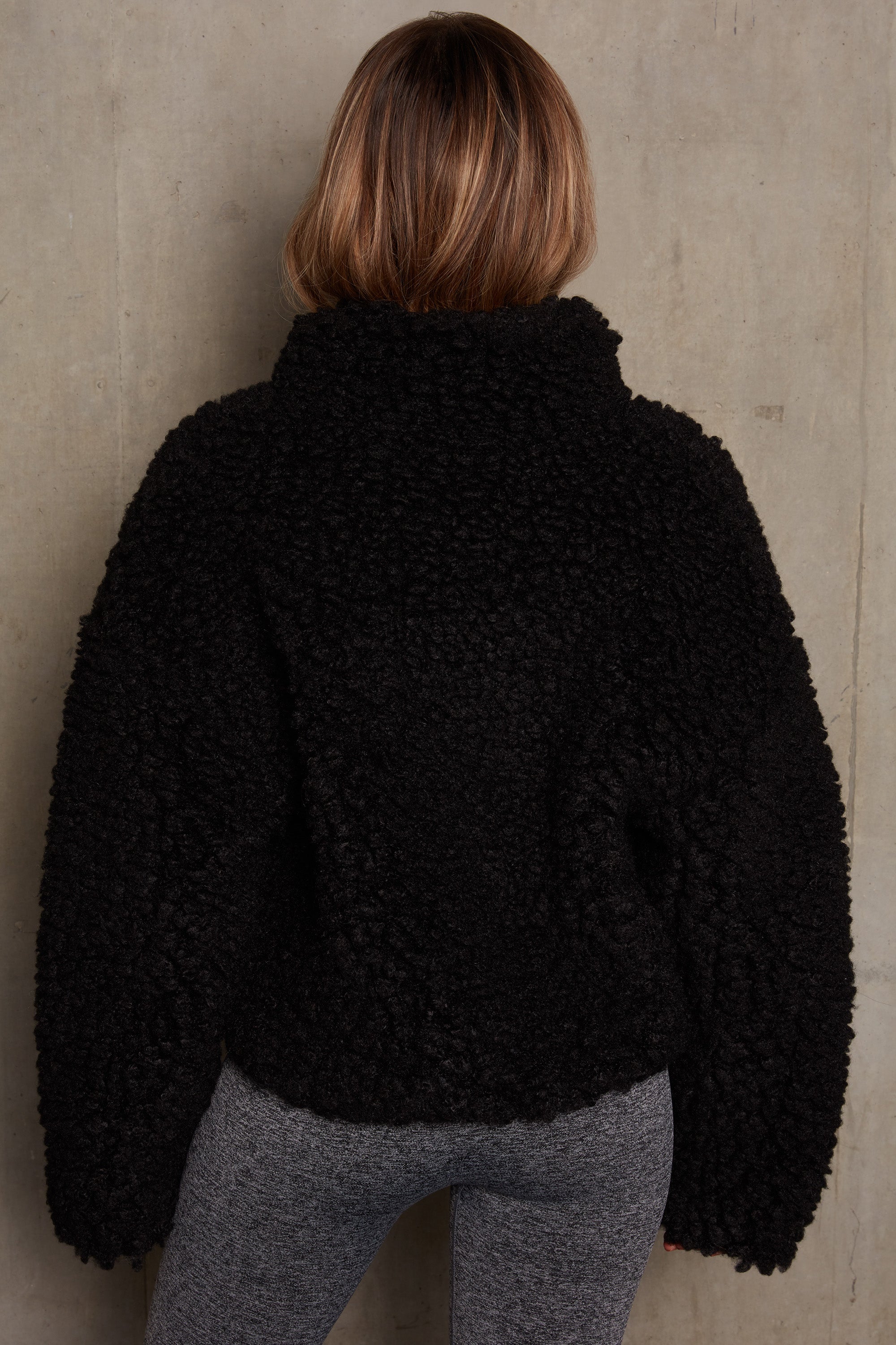 Cropped black hotsell teddy coat