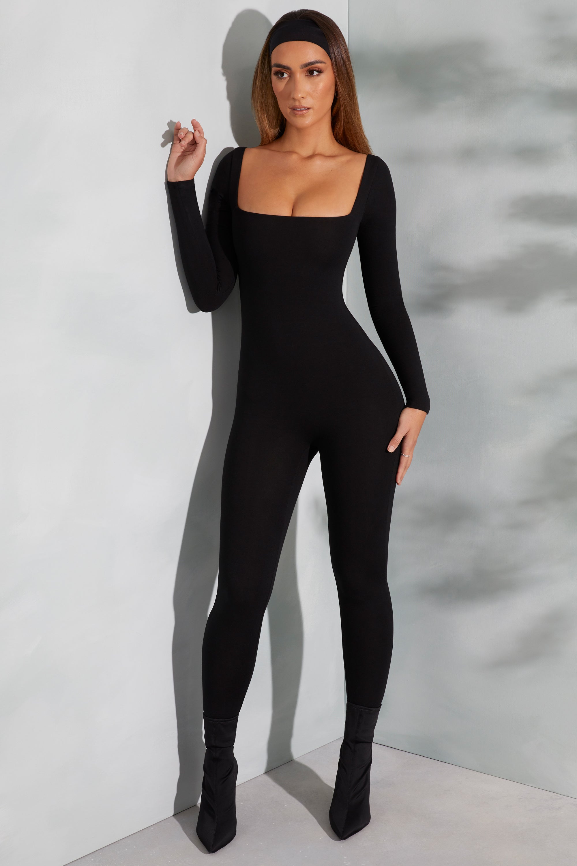 Black long best sale romper outfit