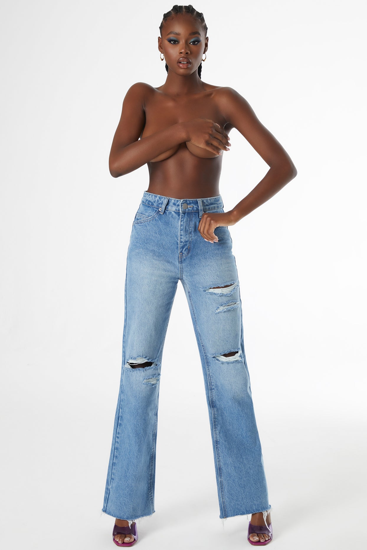 Too Much Booty Low Rise Jeans - Medium Blue Wash