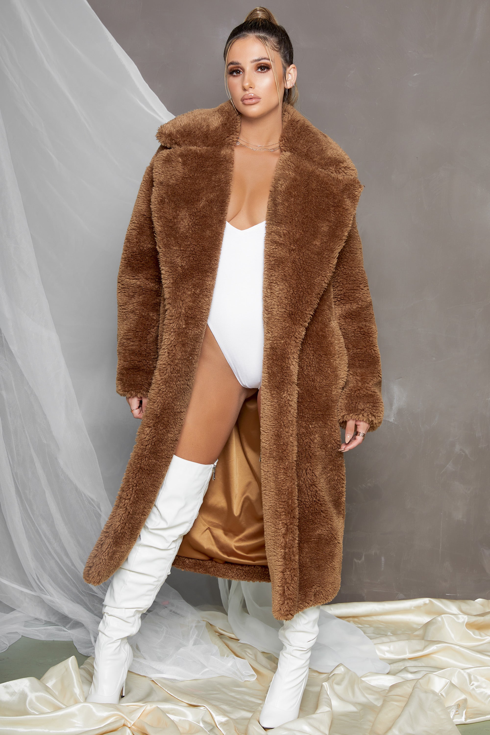 Empire Oversized Longline Cocoon Teddy Coat | Oh Polly