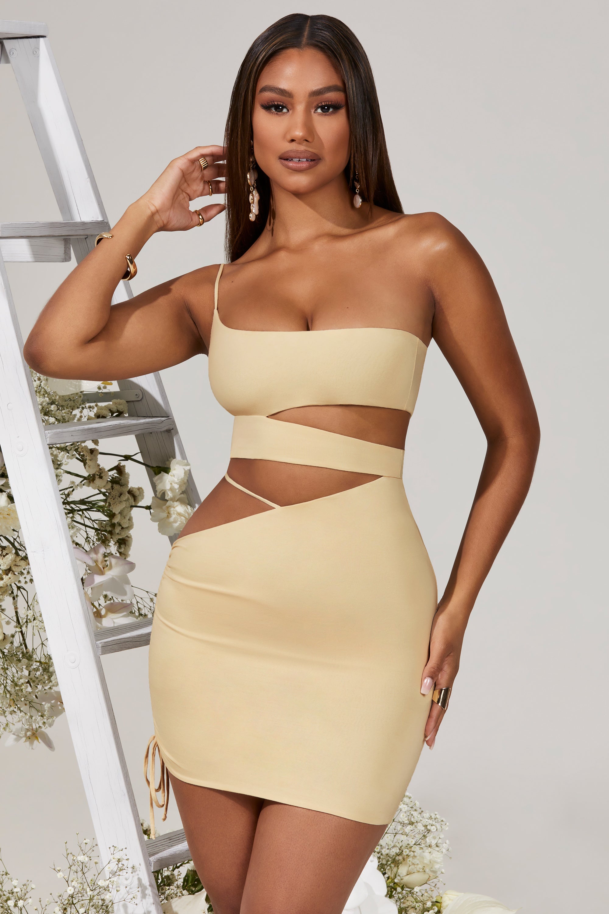 Side cut 2024 out mini dress