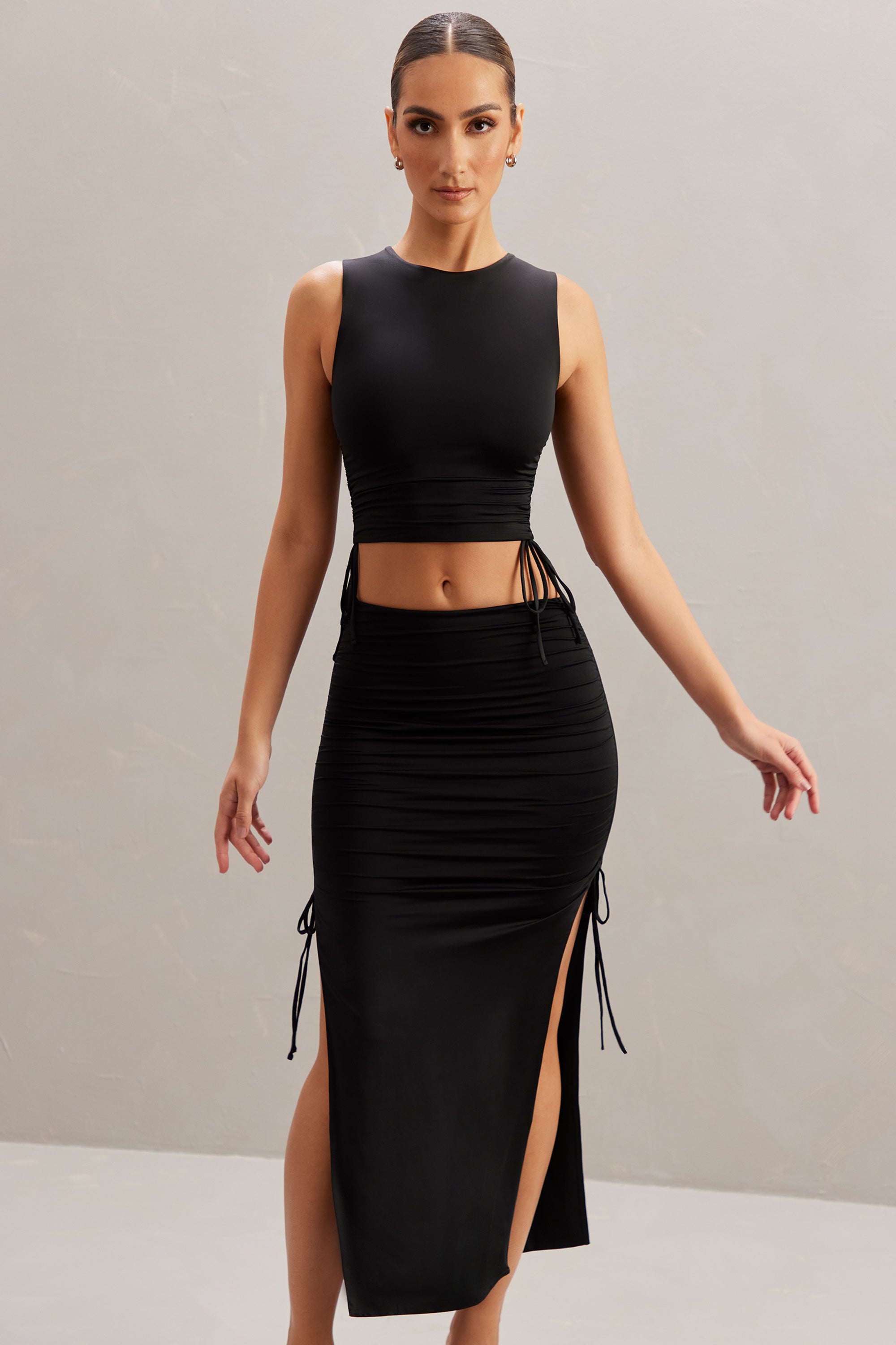 Mid thigh black skirt sale