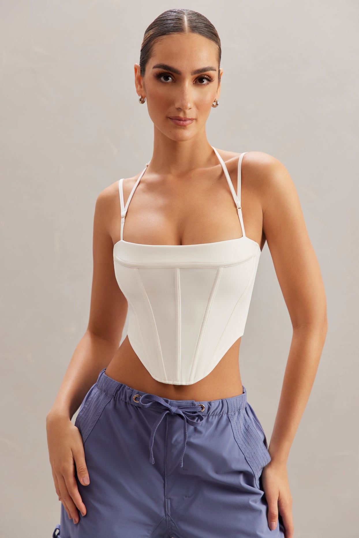 Centaine Square Neck Corset Top in Ivory
