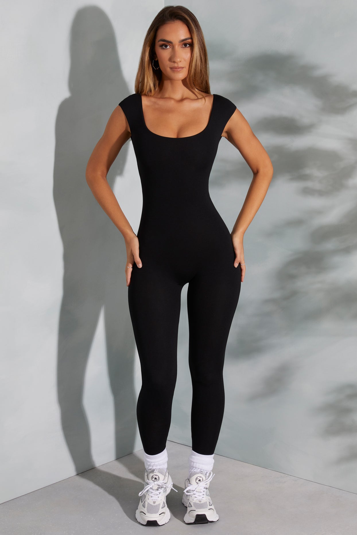 Sabrina Open Back Scoop Neck Jumpsuit in Black | Oh Polly