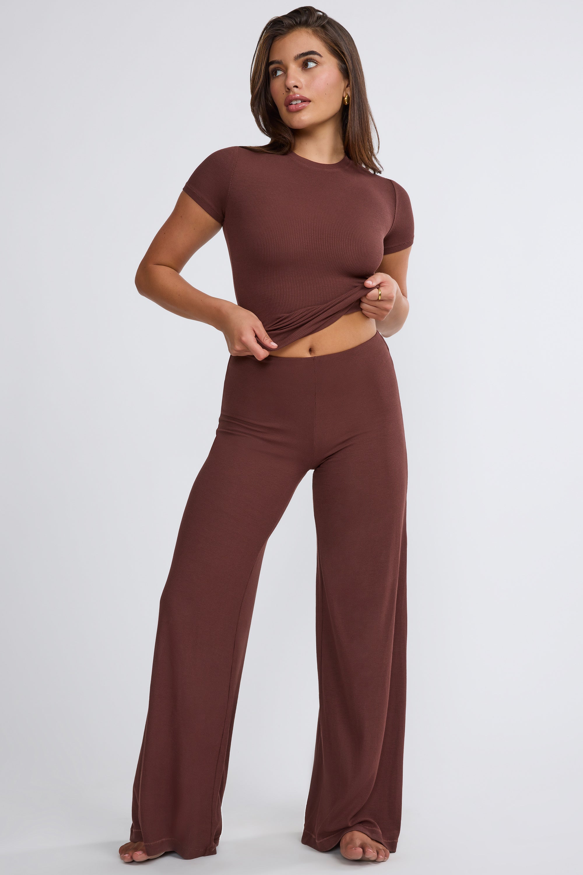 Wide leg hot sale mid rise pants