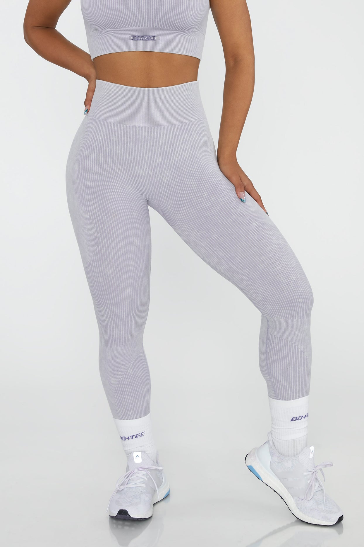 Sprinter Waisted Leggings in Lilac | Oh Polly