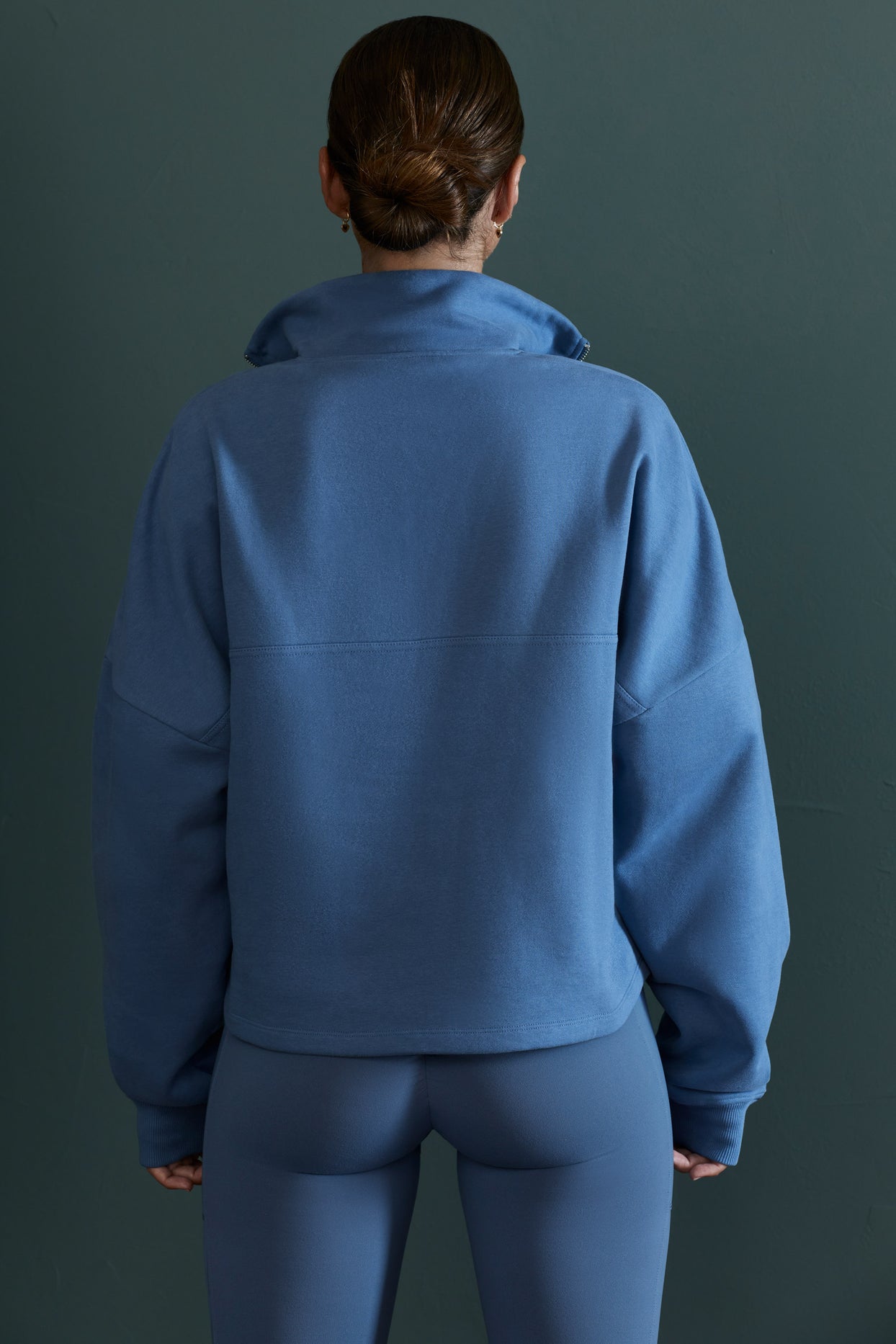 Oversized Half Zip Sweatshirt in Blue