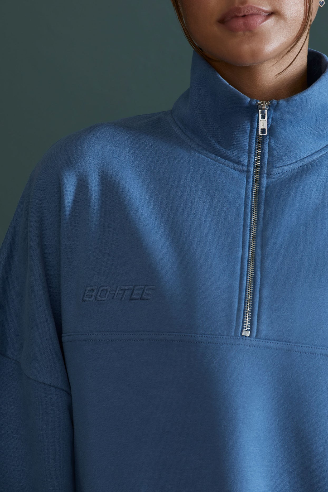 Oversized Half Zip Sweatshirt in Blue