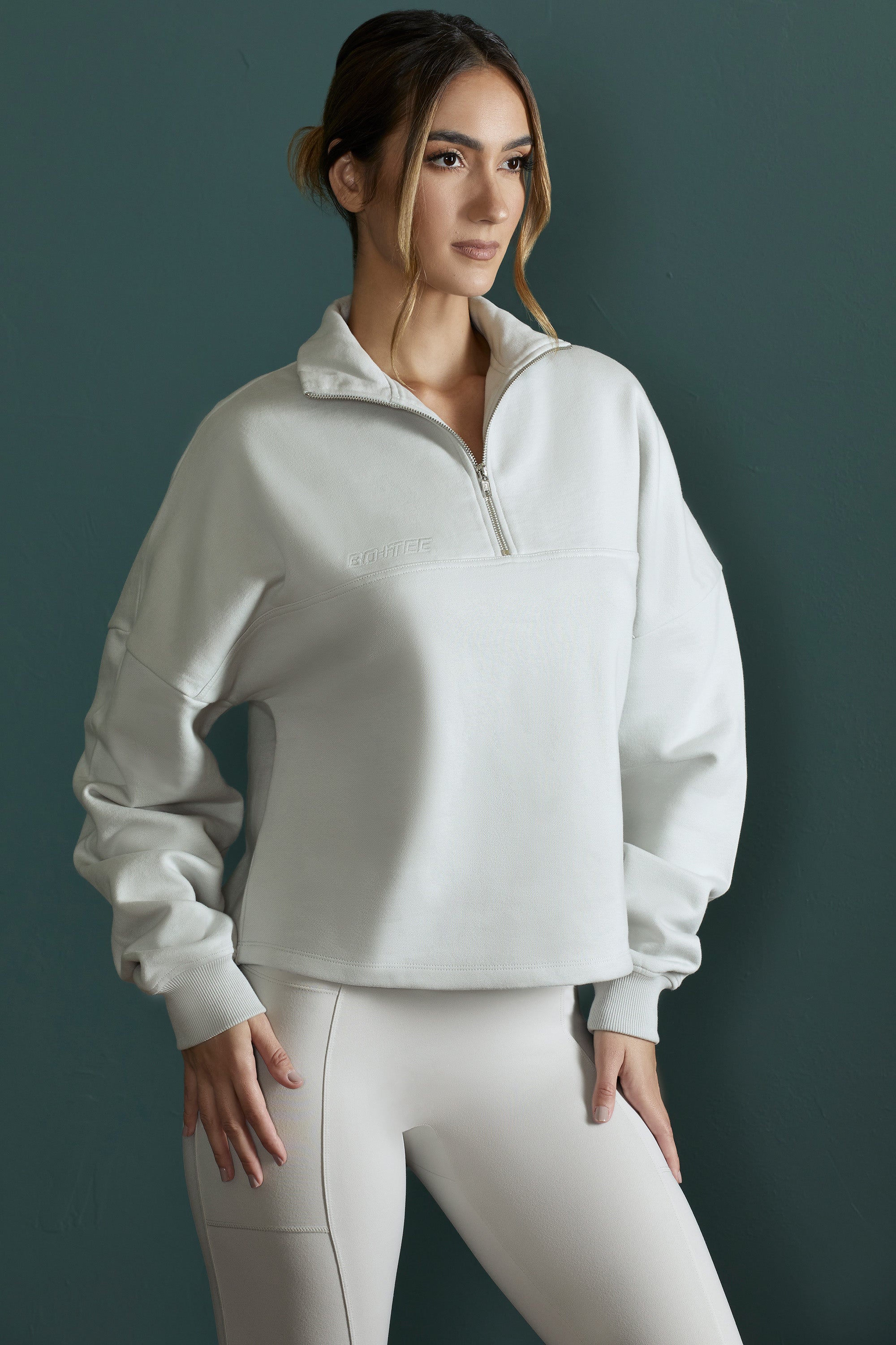 Maintenance Oversized Half Zip Sweatshirt in Grey | Oh Polly